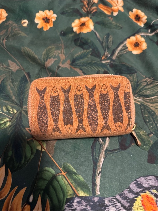 Handbags - Portugal Cork Fish Print Zip Wallet - Brown